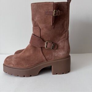 NEW Michael Kors Perry Moto Brown Suede Ankle Boots, Sz 9